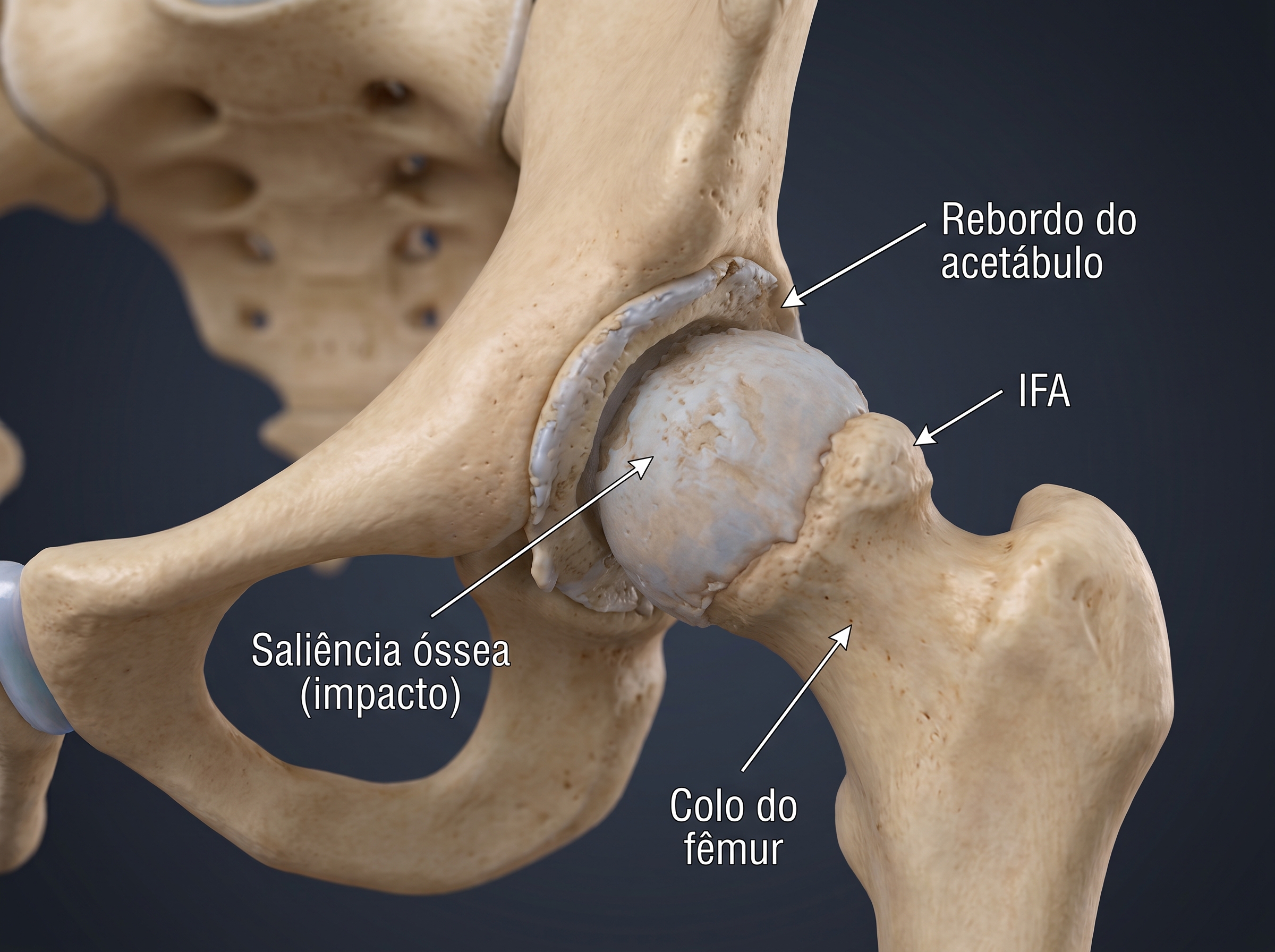 Ilustração do impacto femoroacetabular